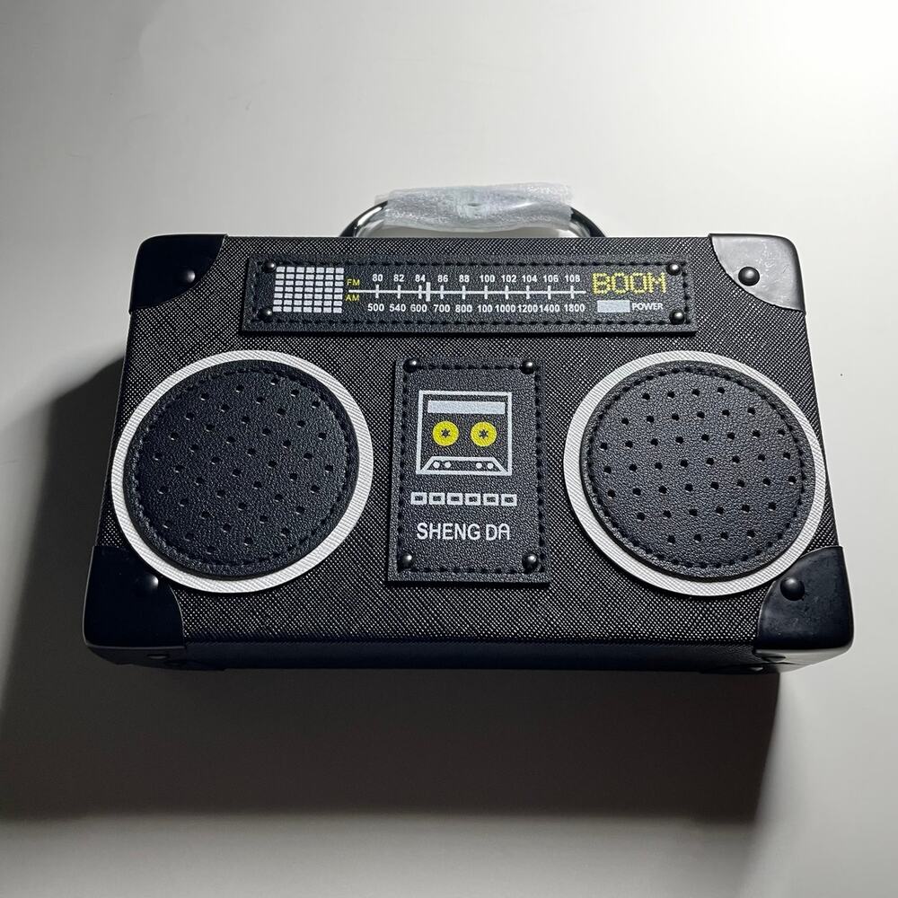 Retro Boombox Cassette Player Radio Hard-case Crossbody Shoulder Bag Purse